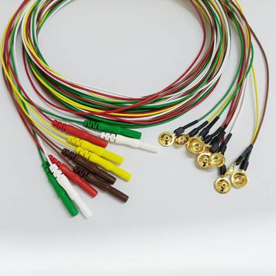 China Golden Plated Colorful EEG Cable , DIN 1.5M EEG Cup Electrodes for sale