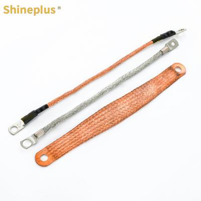 China Manufacturer copper galvanized tin conductive belt braided wire flange electrostatic jumper ground wire harness for sale
