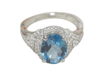 China Classic Oval Sterling Silver Wedding Rings , Rhodium Plated Silver Fashion Rings for sale