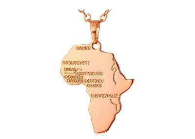Chine Conception pendante de carte de l'Afrique de collier d'acier inoxydable de carte populaire pour des bijoux de femmes à vendre