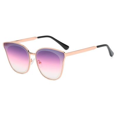 China Womens Cat Eye Metal Frame Sunglasses Mirrored Tint Lenses CE for sale