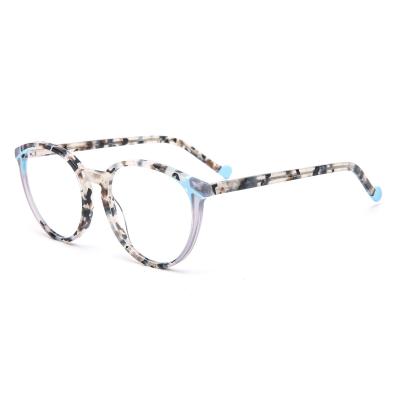 China Round Lamination Acetate Frame Glasses Eyeglasses Ladies Optical No Smear for sale