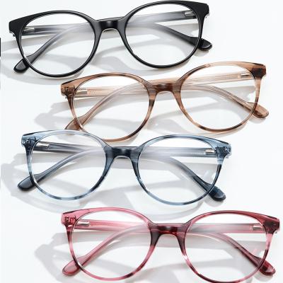 China Exquisite Fashion Round Acetate Frame Glasses Optical Spectacles Woodgrain Stripe for sale