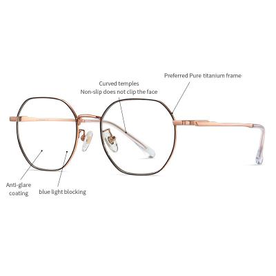 China Óculos com armação redonda de titânio óculos unissex anti-radiação anti-azul claro à venda