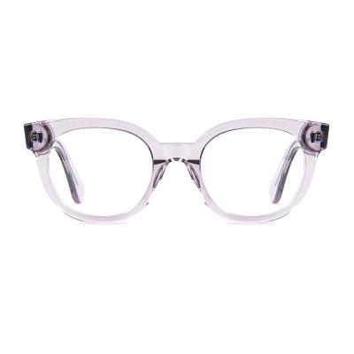 China Clear Color Round Acetate Glasses Frame Unisex Fashion 49-21-145 Mm for sale