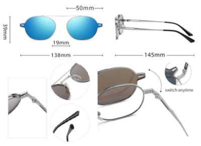 China UV400 Clip On Magnetic Sunglasses For Men Women Polarized Retro Anti Glare for sale