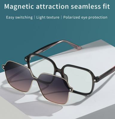 China El clip unisex en las gafas de sol magnéticas para las mujeres polarizó el cuadrado retro de la protección ULTRAVIOLETA en venta