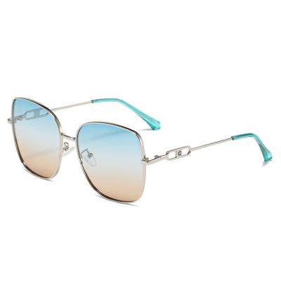 China CE Square Ladies Large Sunglasses Metal Frame Flat Top Elastic for sale