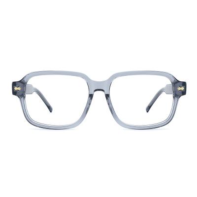 China CNC Milling Square Acetate Material Glasses Gray Clear Lens Thick for sale