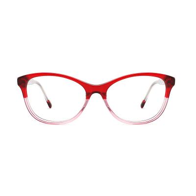 China Clear Lens Women'S Acetate Classic Cat Eye Glasses Frame Special Temple Lens Width 2.08
