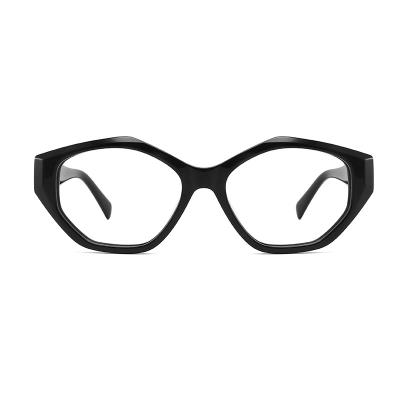 China Black Irregular Acetate Frame Glasses Optical Transparent Lens for sale