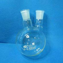 China 2-neck (two-neck) round bottom boil flask heavy wall (Borosilicate 3.3 Glass) China supplier for sale