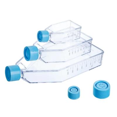 Cina Sterile Plastic Cell Culture Bottle With Vented Cover Cell Culture Flask T25 T75 T175 in vendita