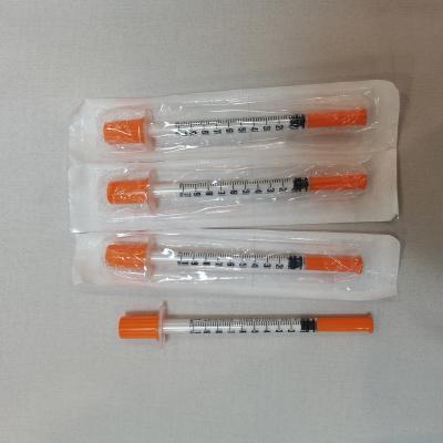 China 1ml Insulin Injection Syringe With Fixed Needle Concentric 100 Units Or 40 Units for sale
