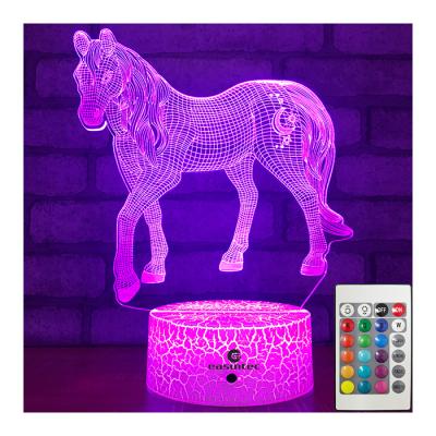 China Timer Remote 3D Illusion Night Light Horse Multipurpose For Kids for sale