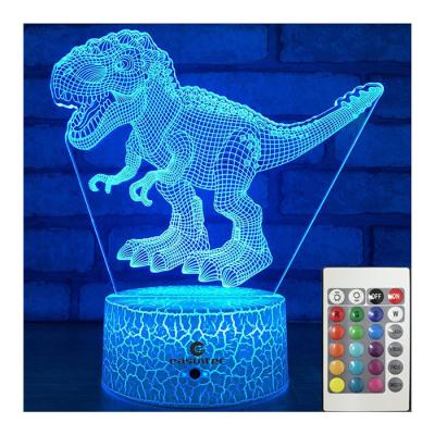 China ROHS Dinosaur 3D Illusion Night Light With Remote Touch 16 Colors Changing for sale
