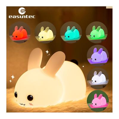 China 106x78.5x140mm Silicone Night Light Rabbit Shape 7 Colors Rechargeable for sale
