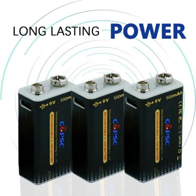 China 9V 500mAh Rechargeable Battery Cell Type C Charging For Multimeters / Wireless Microphone for sale