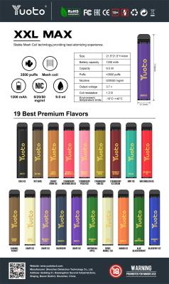 China ODM Yuoto 3500 Puffs Vape Bar 16 Mixed Flavor ROHS 1200mAh Battery 9ml E Juice for sale