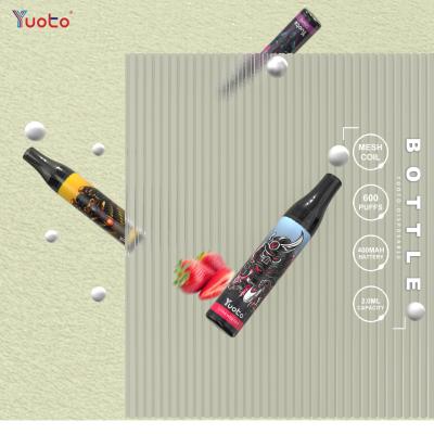China 600 Puffs Vape Bottle 2%Nic 2ml 400mAh Mesh Coil Vape Disposable Fruit Flavor Ecigarette à venda