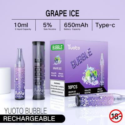 China YUOTO bubbles 10ml  rechargable vape led Disposable Vape smok for sale