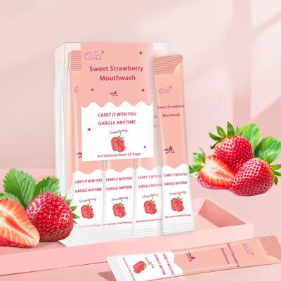 China 10ML Mini Travel Strawberry Mouth Wash Oral Cleaning Antibacterial Breath Freshner for sale