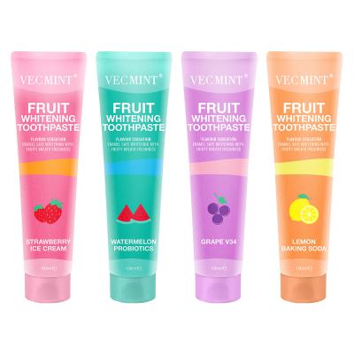 China new arrival fruit whitening colorful toothpaste 100ml en venta