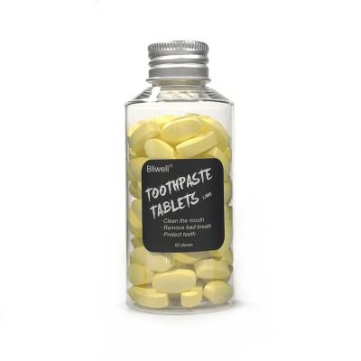 China Ovales Form-kaubares Zahnpasta-Tablet-nullabfall mit Zitronengeschmack zu verkaufen