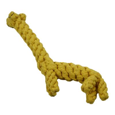 China Giraffe Cotton Rope Dog Toy For Puppy Aggressive Chewers Yellow Chewing Cute 15cm 110g for sale