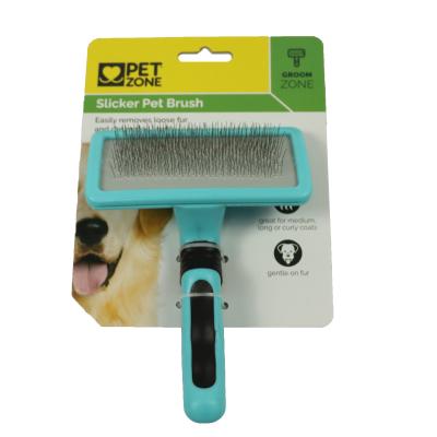 China Anti-Static Dog Pet Self Cleaning Needle Comb Brush Square Head 175x125x40mm for sale