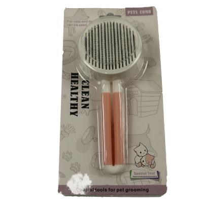 China Cat Shedding Brush Automatic Pet Comb Brush Metal One Click Self Cleaning  117g for sale