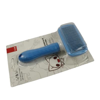 China Steel Safe Dematting Pet Comb Brush Grooming Long Pin Self Cleaning For Cats for sale