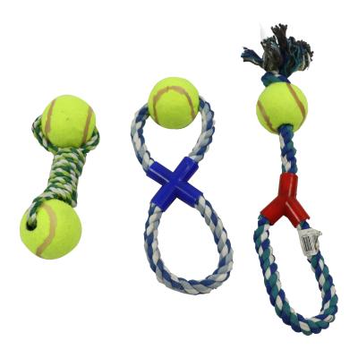 China 4 Inch Rope Tennis Ball Dog Toy Diy Chew Durable Pet Toys For Cats Interactive 30x20cm for sale