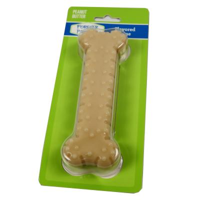 China No Stuffing Durable Pet Toys Grinding Hard Rubber Dog Bone Tooth Grinding Peanut Flavor for sale