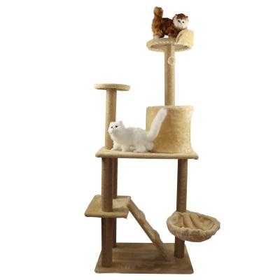 China 2 Level Wooden Cat Tree Outdoor For Heavy Cats Beige Home Coffee Shops Luxury 150cm 170cm 180cm for sale