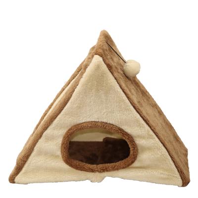 China Outdoor Cat Climbing Frame Bed Soft Triangular Plush Cat Scratcher Home Use 48x35x75cm for sale