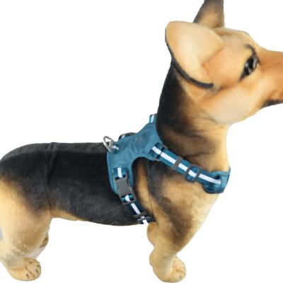 China 16 Inches Custom Blue Emergency Escape Proof Dog Harness For Small Dogs Tear Proof Anti Escape for sale