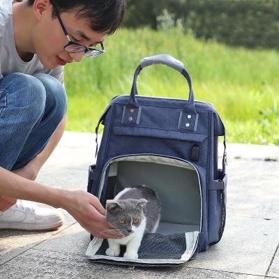 China ISO Oxford Fabric Dog Cat Bag Pet Carrier Backpack For Outdoor Business Te koop