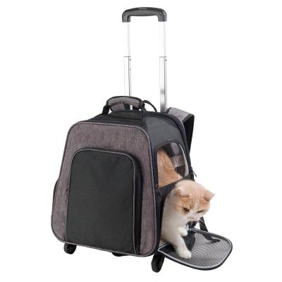 China Pet Trolley Suitcase Bag Large Space Silent Universal Wheel Folding Trolley Pet Bag for sale