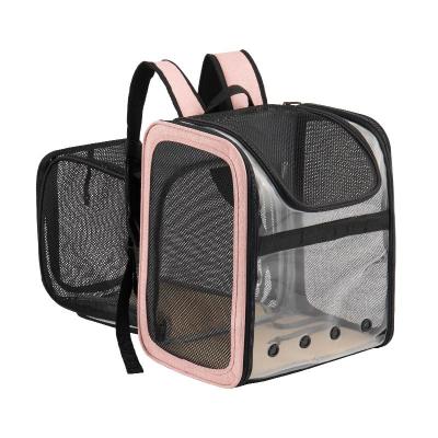 China Expandable Outdoor Portable Pet Carrier Travel Bag Visible Pet Carrier Backpack en venta