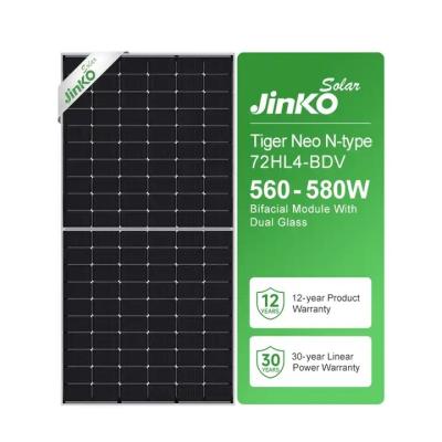 China N-tipo painéis solares bifaciais Jinko Jkm560-580n-72hl4-Bdv Tiger Half Cell Modules à venda