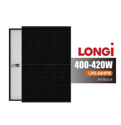 China Longi Mono Solar Module Panels Lr5-54hpb Single Glass 108 Cells Longi All Black 410w 420w for sale