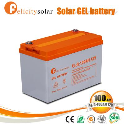 China Felicity Deep Cycle Bateria de Gel Solar 12V 100Ah 200Ah 150Ah Bateria de Ácido de Chumbo Recarregável Para Sistema Solar à venda