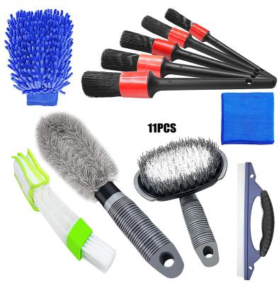 China 4inch 3.5inch 11pcs Car Clean Tools Car Washing Brush Kit for sale