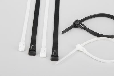 China DM-8*250RT mm black and white full plastic releasable cable ties size wire bundle zip ties factory for sale