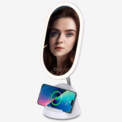 China LED Lighted Makeup Mirror with Magnifying Mirror 8.27 Inch 72 Premium LED Brightness Dimmable Lighting Cosmetic Mirror for sale