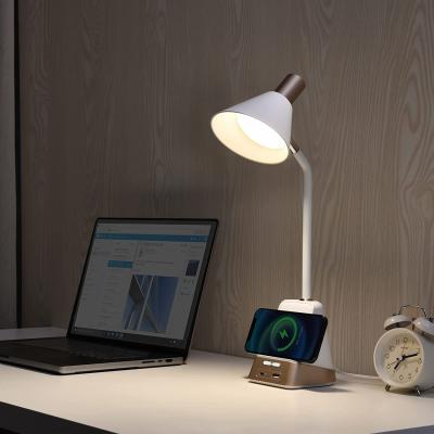 China Desk Lamp with USB Charging Port & Type C Outlet for Devices Charging Warm Lights Desk Table Lamps with Wireless Charger for sale