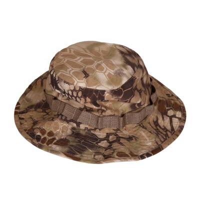 China Waterproof Camouflage Wide Brim Fishing Hat 58cm With String for sale