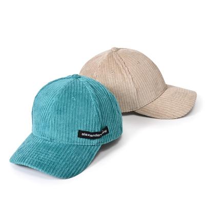 China Wale Corduroy Outdoor Baseball Caps 60cm Winter Fabric Blue Color for sale
