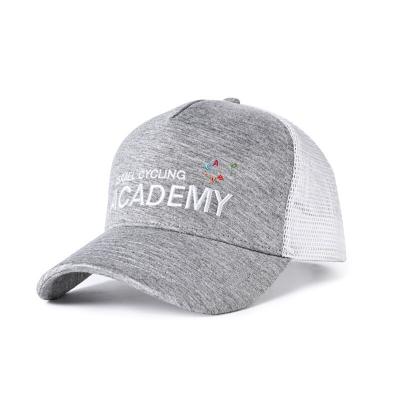 China Unisex 5 Panel Sports Trucker Cap Polyester Mesh Embroidery Logo for sale